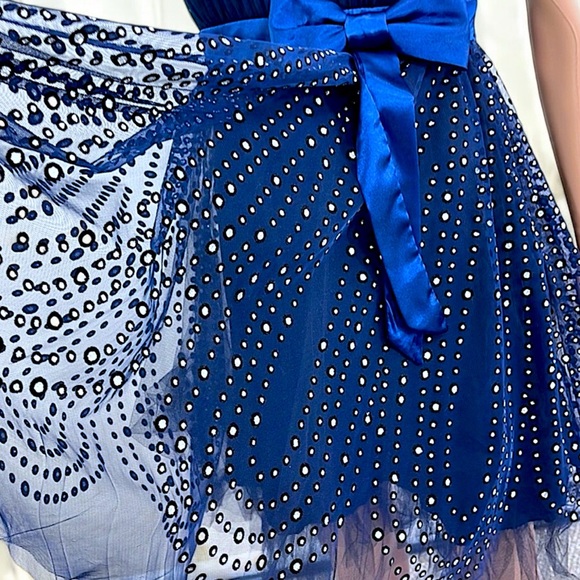 Love Tease Navy Blue Shimmering Silver Tulle Dress - Picture 6 of 14